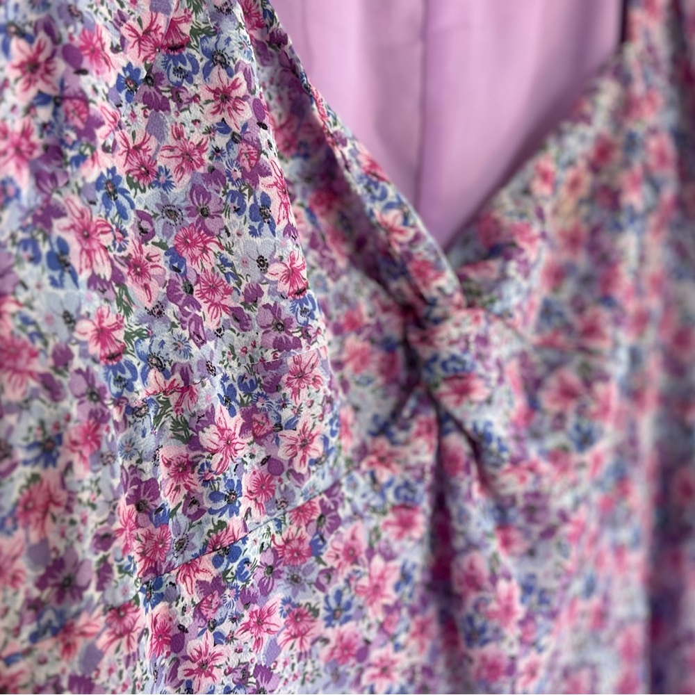 ASTR the Label Sweetheart Neck Maxi Dress in Pink Purple Blue Ditzy, L - Picture 7 of 11
